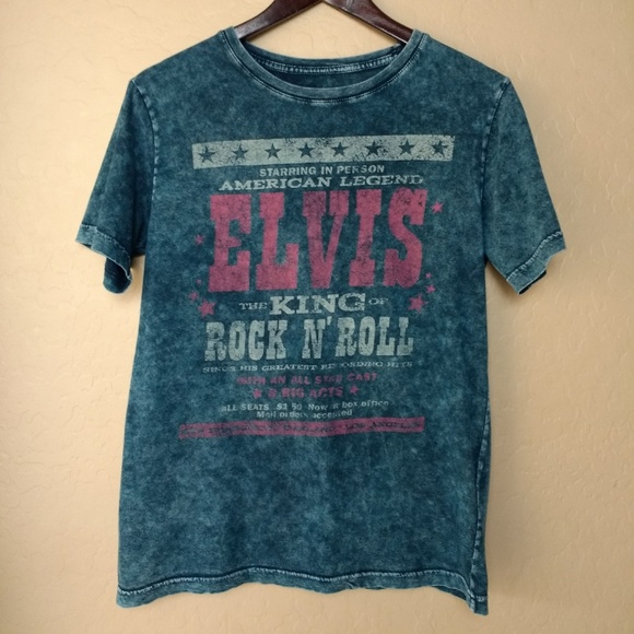 Elvis Tops - Elvis Acid Wash Distressed Graphic Tee